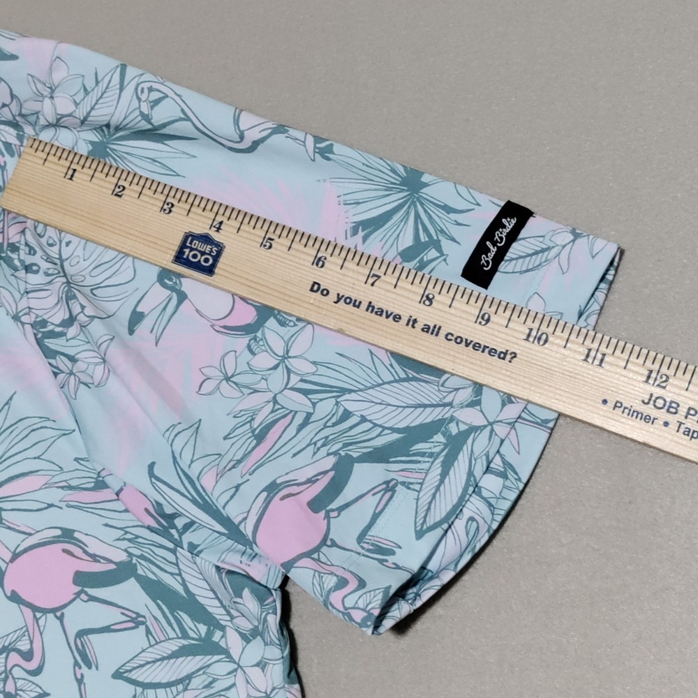 Bad Birdie Tropical Watch Golf Polo Mens 2XL Flamingo Toucan Hawaiian Pastel AOP - Picture 14 of 16